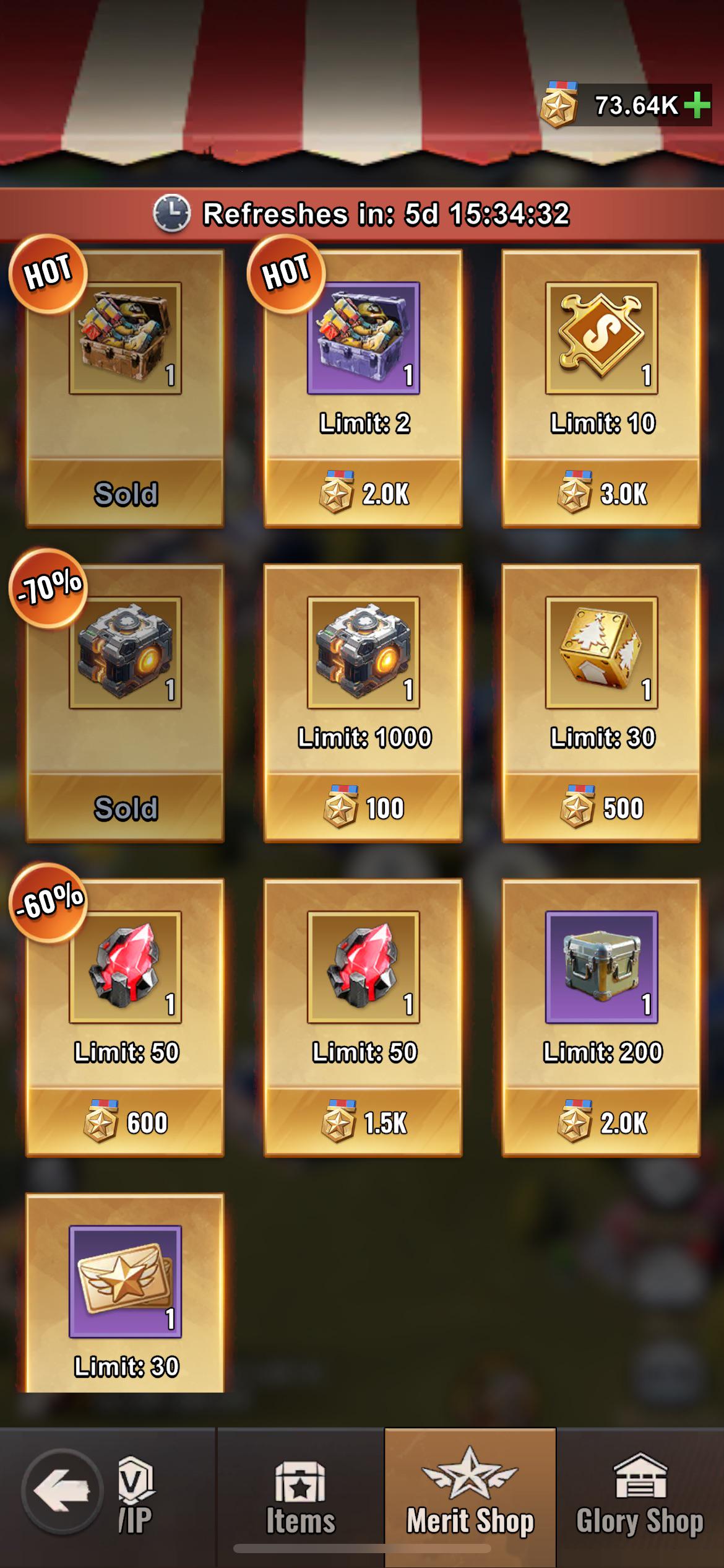 Real Last Z Merit Shop showing Power Cores and red Forging Stone prices